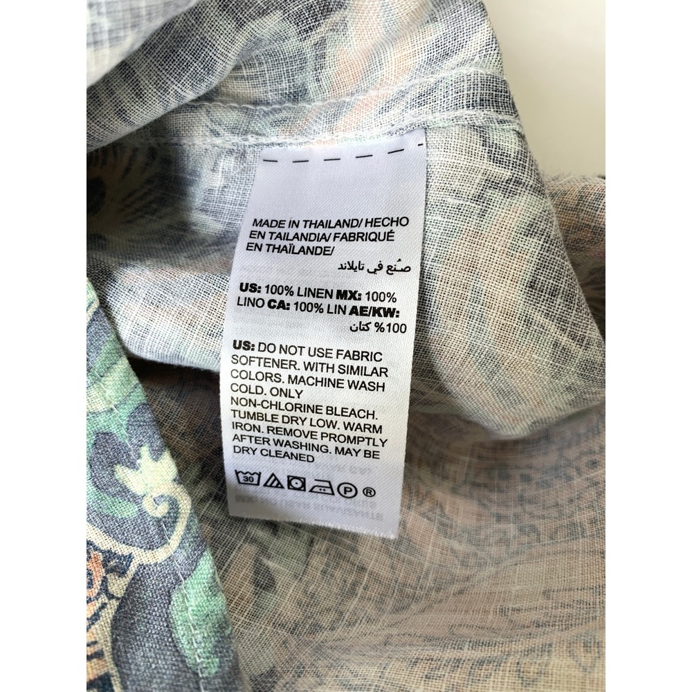 Chicos No-Iron Linen Floral Roll-Tab Shirt 3 (XL 16/18) NWOT Resort Pastel Top - Picture 11 of 16